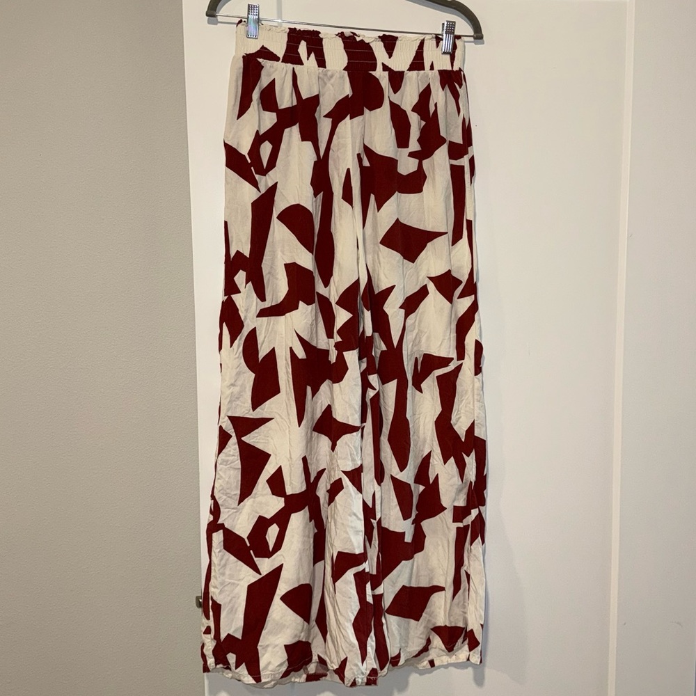 Cynthia Rowley Cream & Rust Abstract Print Pants
